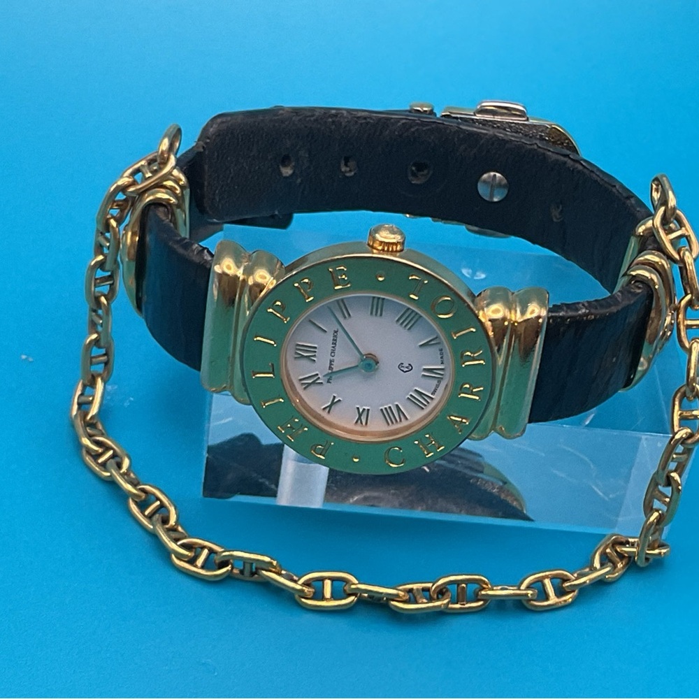Philippe charriol black leather Watch